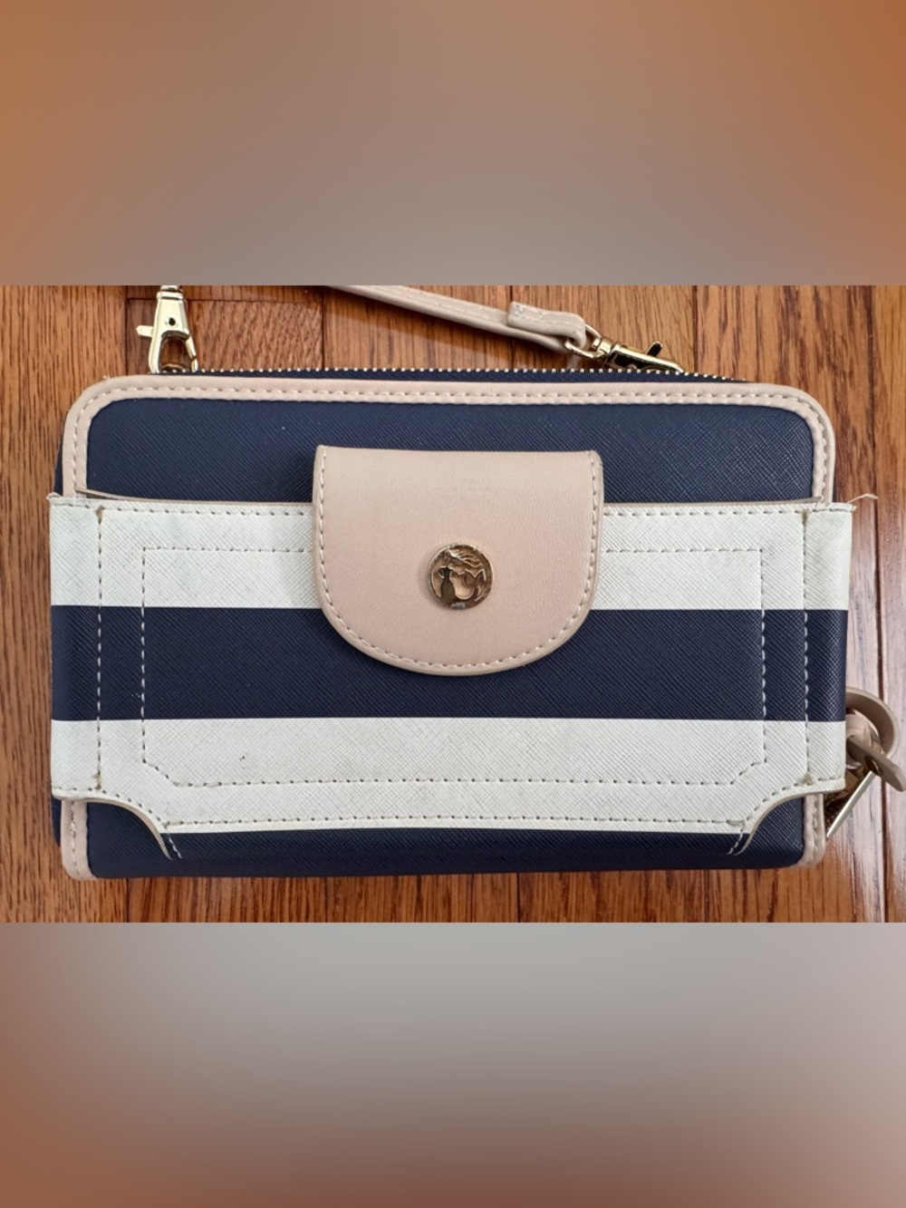 Spartina 449 navy and cream striped Multi Phone Crossbody Bag
